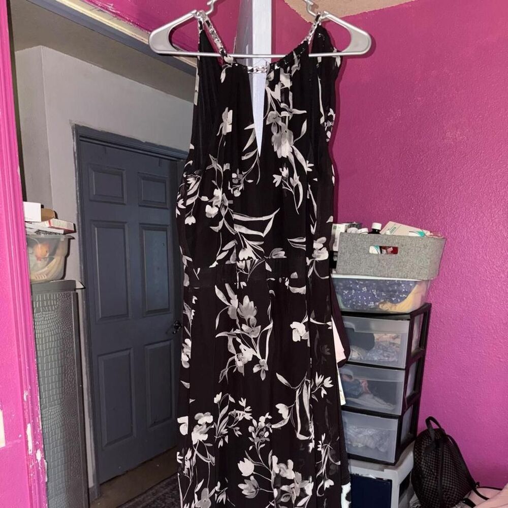 White-house-black-market Women's Black and Brown Dress